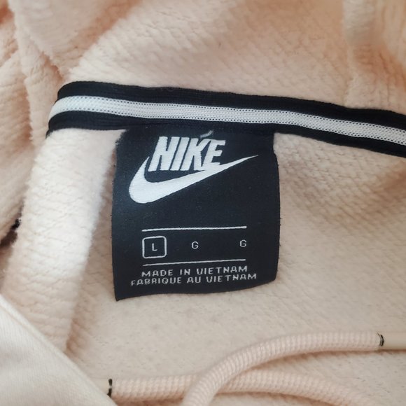 Nike Sweatshirt Hooded Cropped Metallic Logo Light Pink/peach Womens size L - Picture 7 of 10